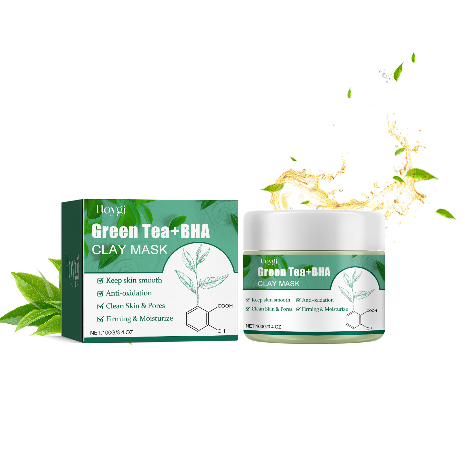 Hoygi Green Tea Mud Mask – Facial Cleansing & Hydrating Herbal Clay Mask for Soft, Refreshing Skin - Image 2