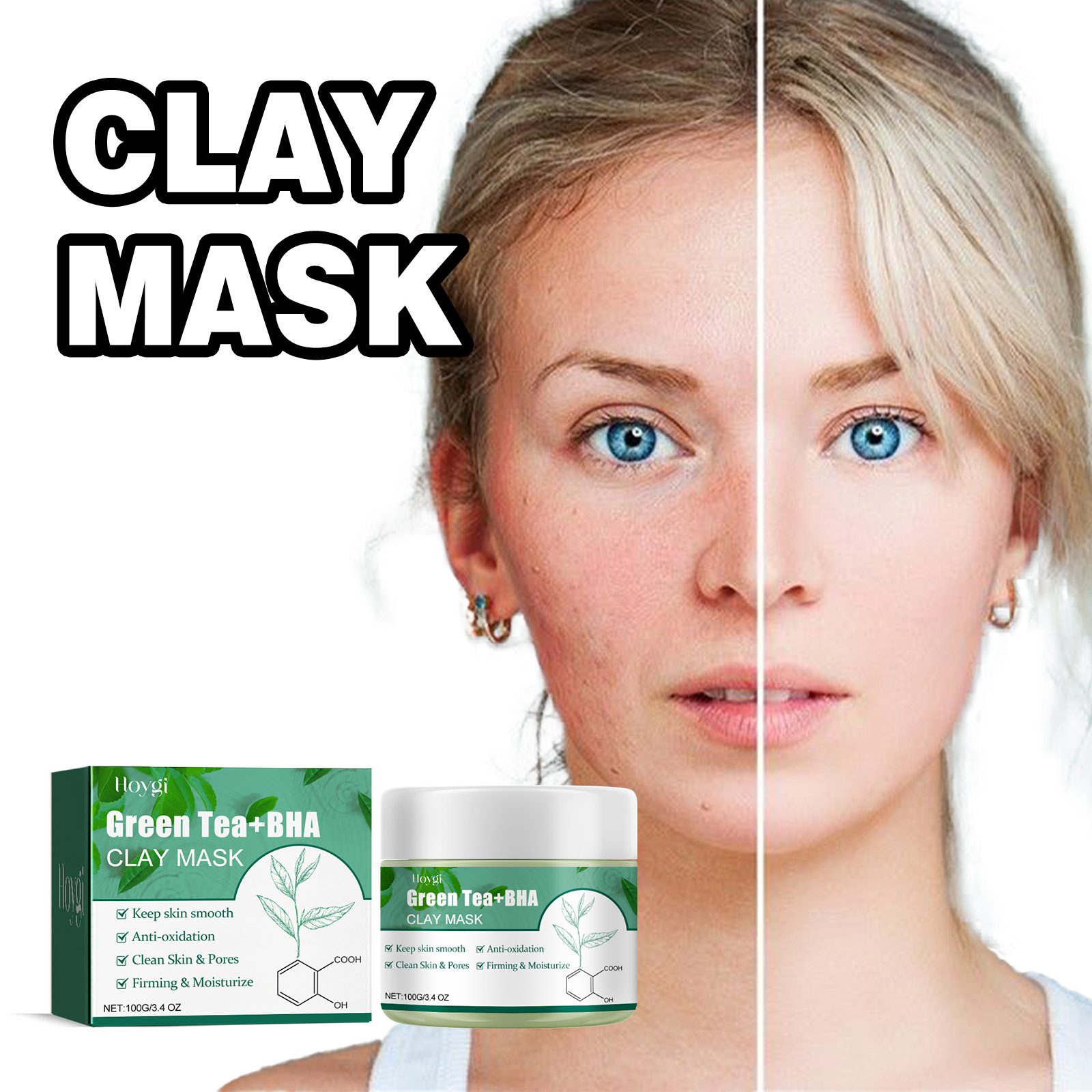Hoygi Green Tea Mud Mask – Facial Cleansing & Hydrating Herbal Clay Mask for Soft, Refreshing Skin - Image 7