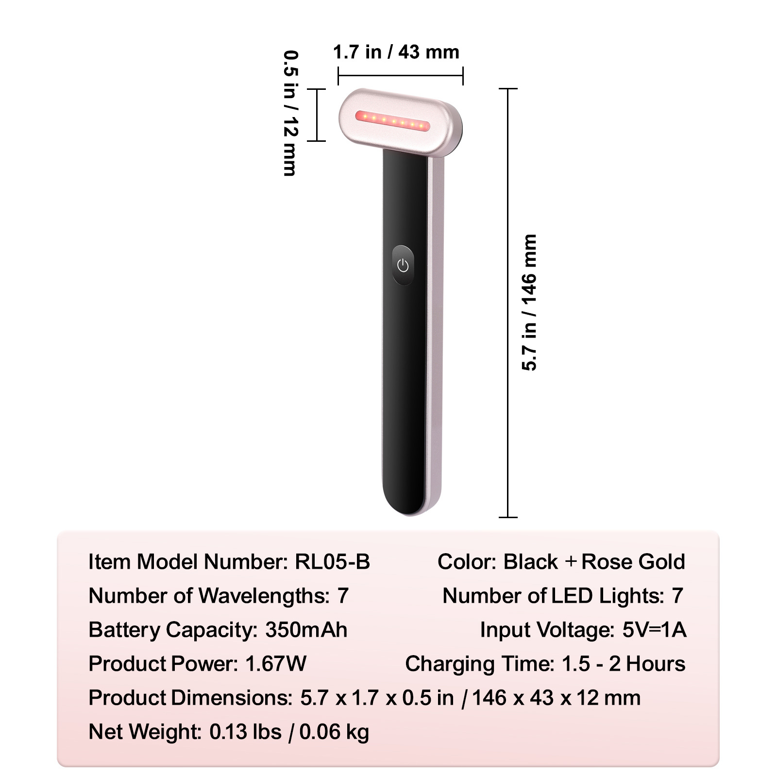VEVOR 7-Color LED Red Light Therapy Wand | Heated Microcurrent Facial Massager for Face & Neck - Image 4