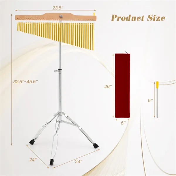 36-Tube Single-Row Wind Chime with Adjustable Tripod Stand – Portable Percussion Instrument for Church Bands & Orchestras - Image 4