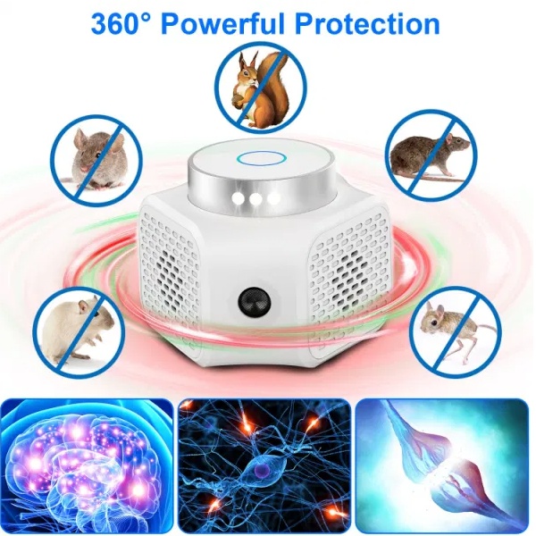 Ultrasonic Rodent Chaser – Electronic Plug-In Mouse Control with 4 Modes, LED Strobe Light & Safe for Home, Office & Indoor Use - Image 6